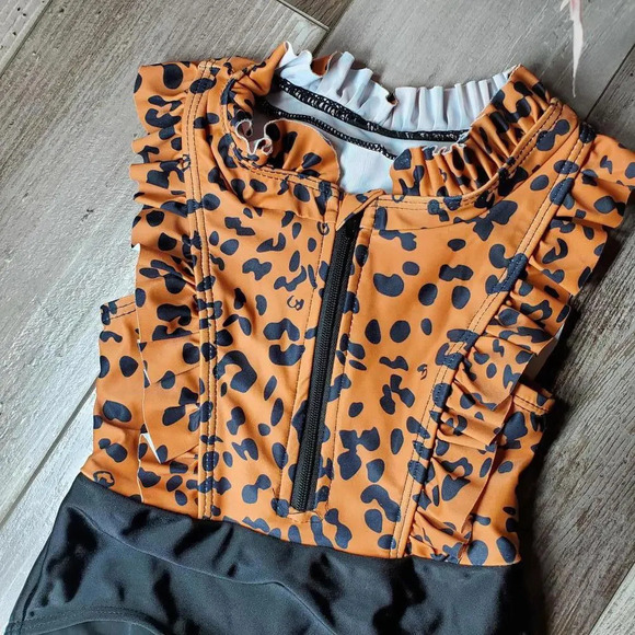 SHEIN Baby Girl Animal Print One Piece Ruffle Swimsuit Size 80 NWOT - Picture 2 of 9